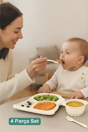 Ovio Ev&Yaşam Dino Mama Seti - Tabak Çerezlik ve Çatal Kaşık - Bebek Yemek Ka...