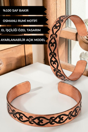 BULU'US ACCESSORIES %100 Saf Bakır Osmanlı Rumi Motifi Desenli Ayarlanabilir ...