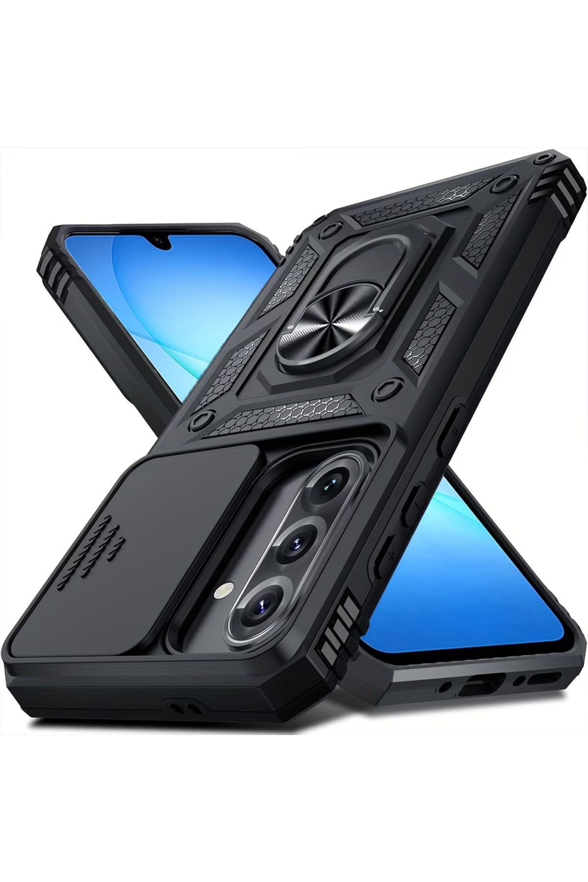 Samsung Galaxy A57 Compatible Case Camera Shock Absorbing Protective Cover with Ring with Sliding Stand