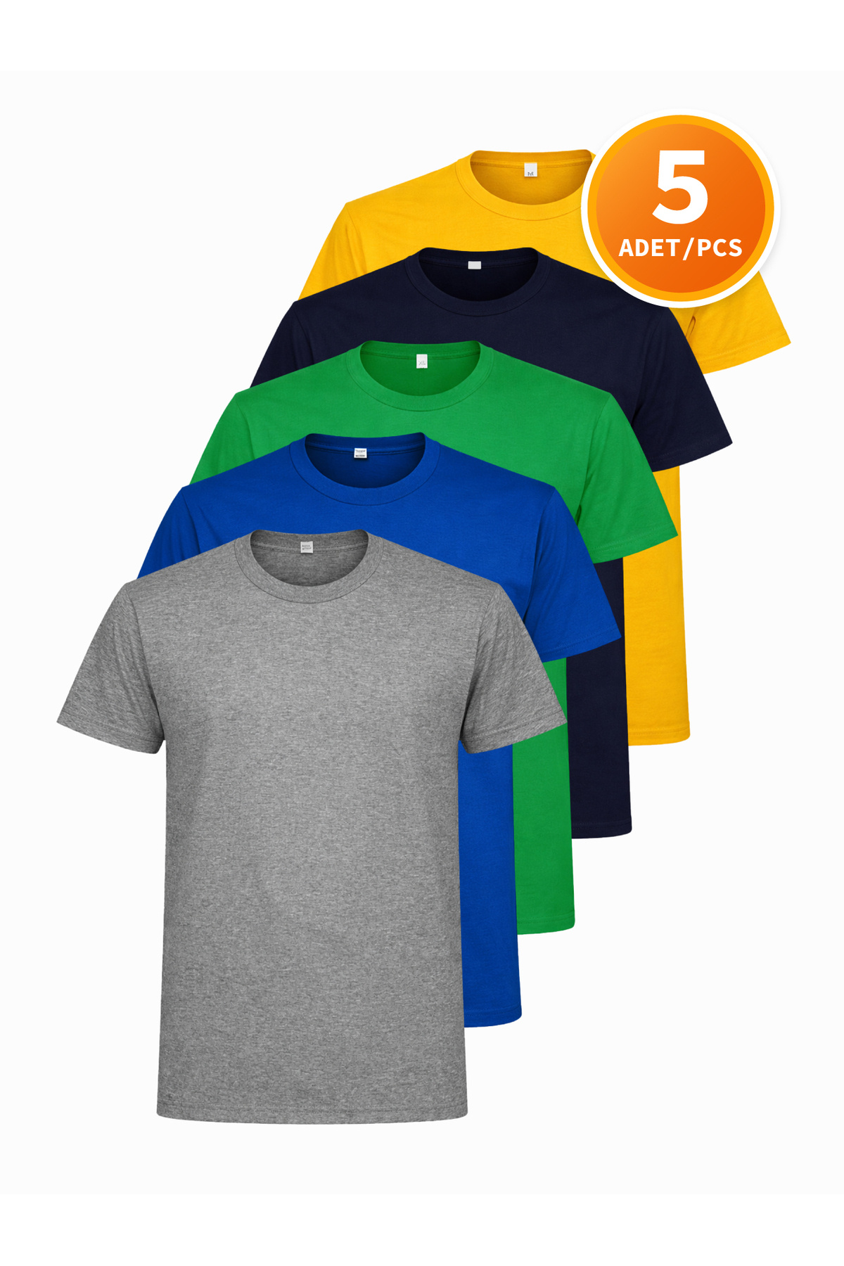 Men's Basic T-Shirt Set 100% Cotton Multipack Casual T-Shirt
