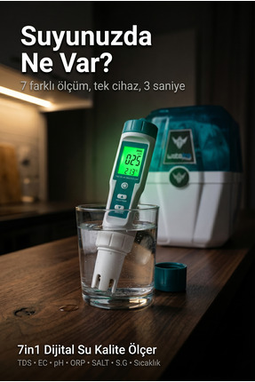 watalina 7in1 Dijital Su Kalite Ölçüm Cihazı TDS EC pH ORP Metre Sıcaklık Ölçer
