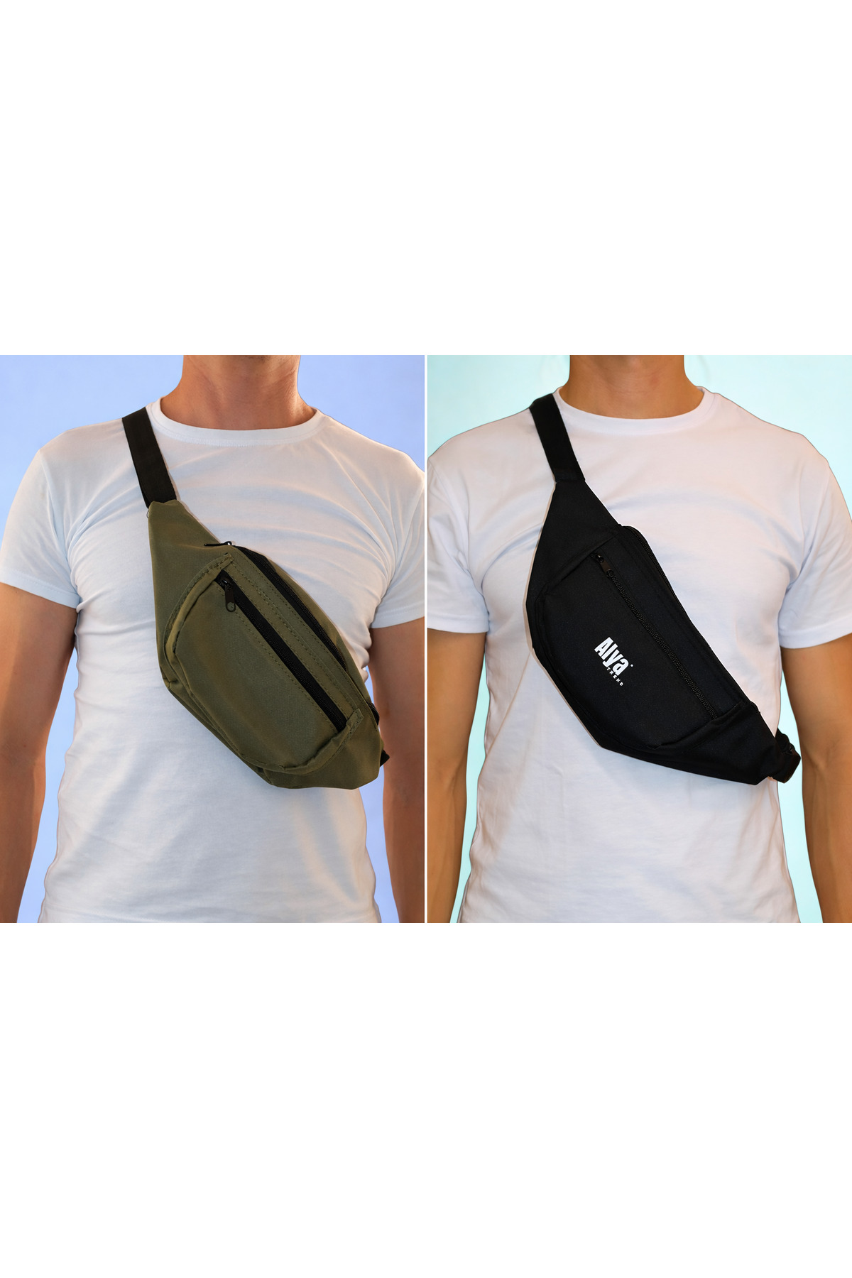 ÇANTA Siyah-Haki Spor Unisex Bel Çantası Ayarlanabilir ikili Set
