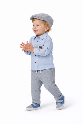 Oryeda Bebe Nissara Kids Erkek Bebek Şapkalı 2’li Takım Gömlek Pantolon Kombi...