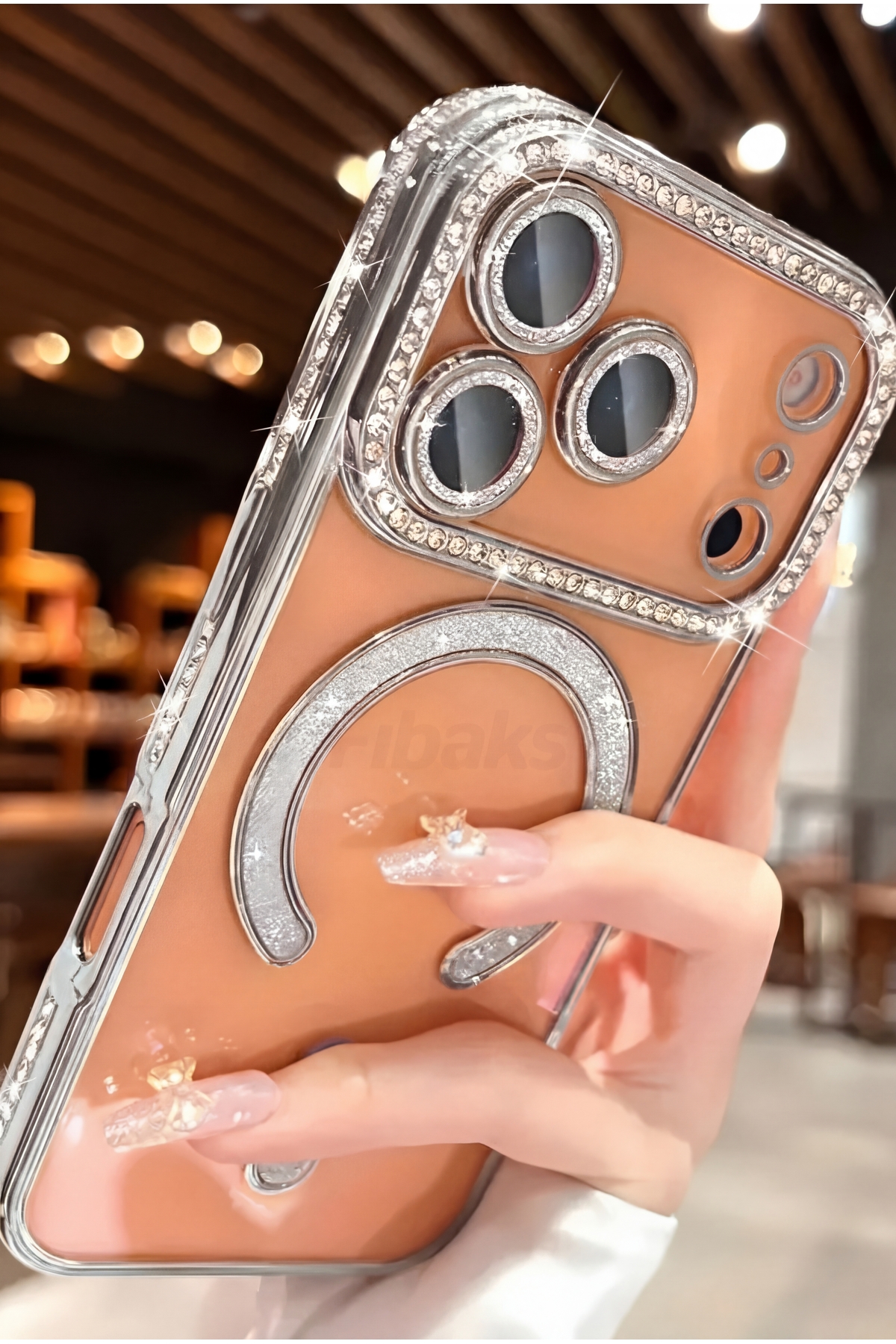 iPhone 17 Pro Max Case Stone Camera Magsafe Charging Lock with Lens Protection Transparent Color Soft Silver