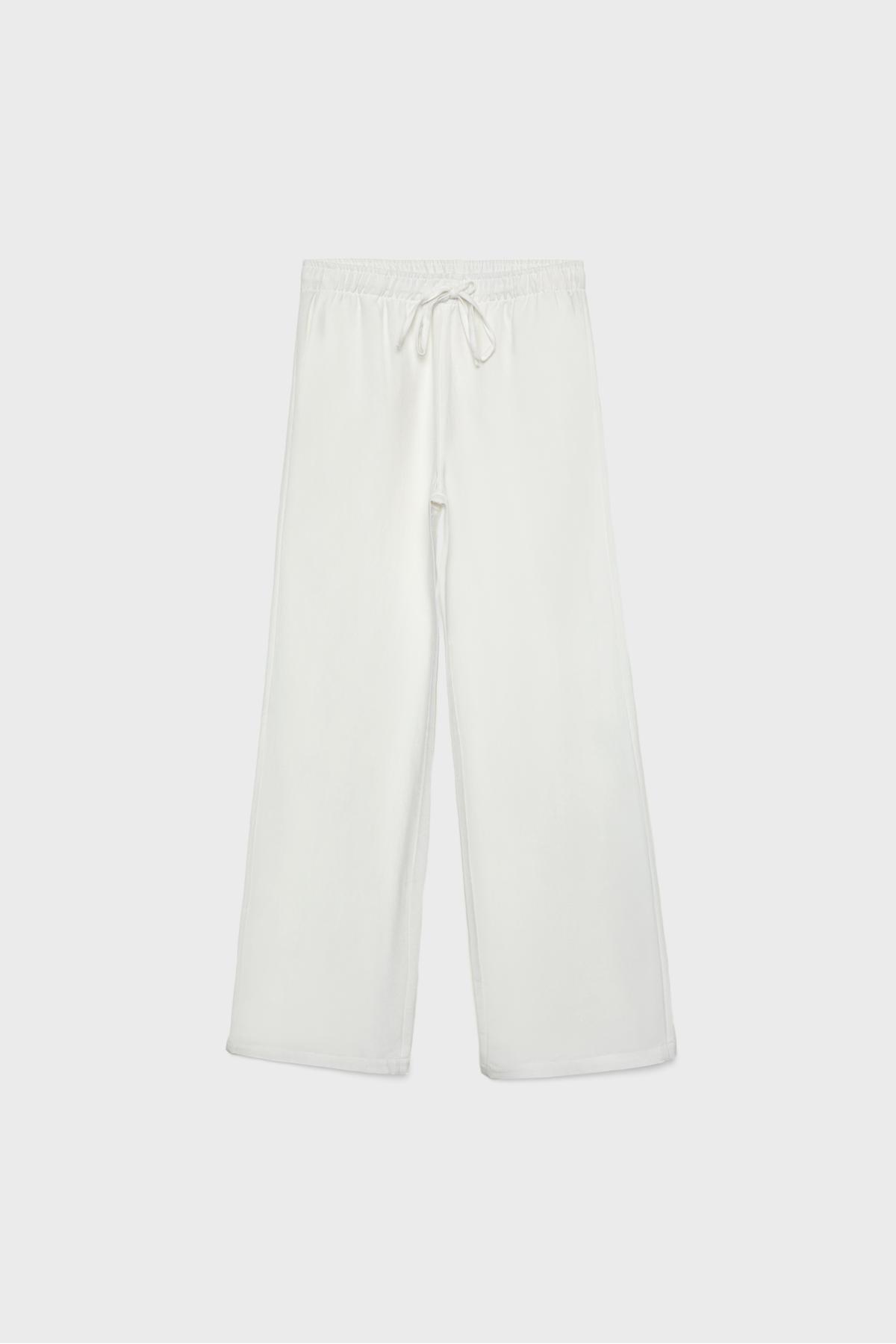 Stradivarius  Keten görünümlü bağcıklı pantolon - Görsel 6