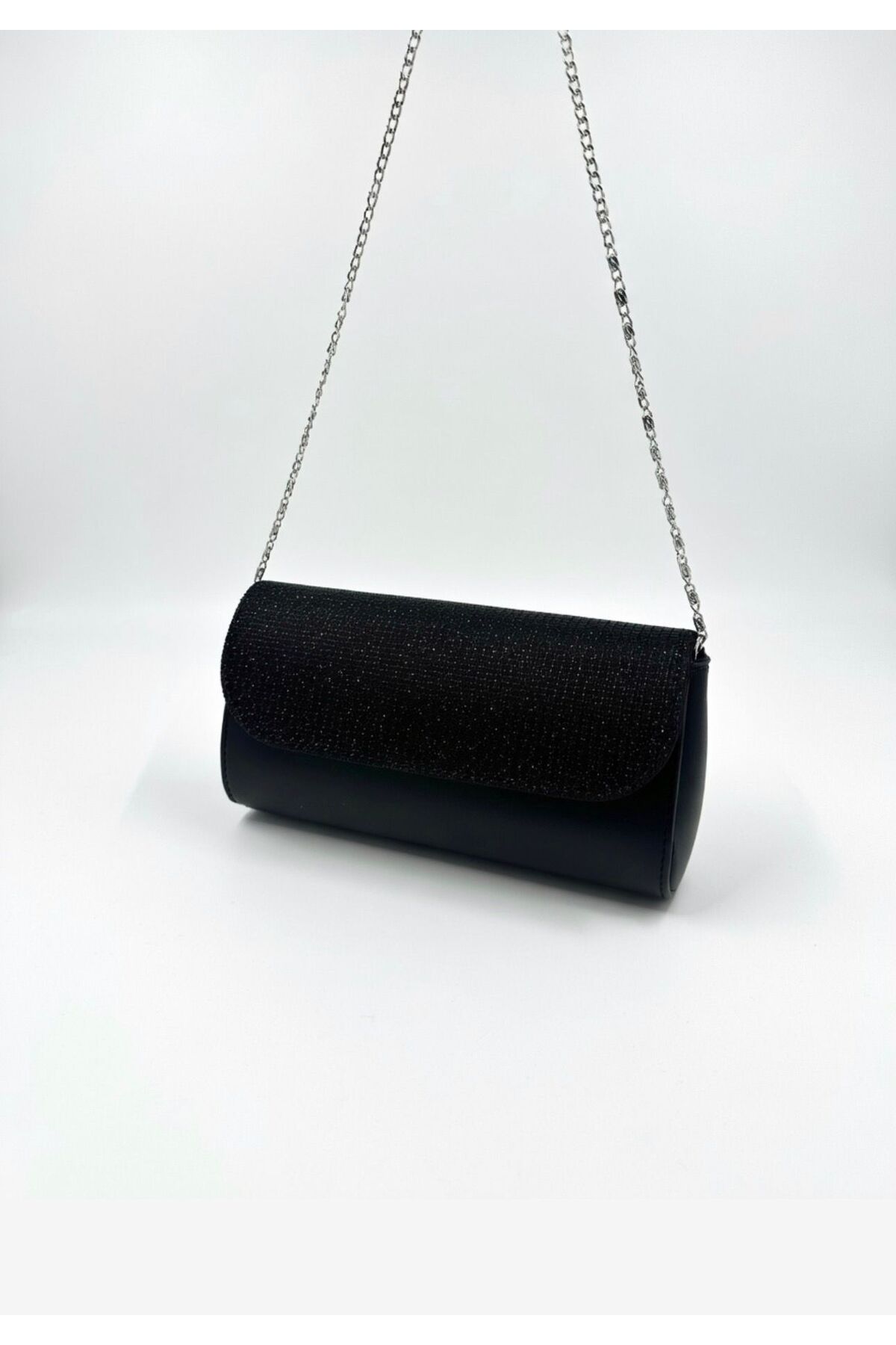 addy Siyah Taşlı Zincirli Clutch Abiye Çanta görsel 3
