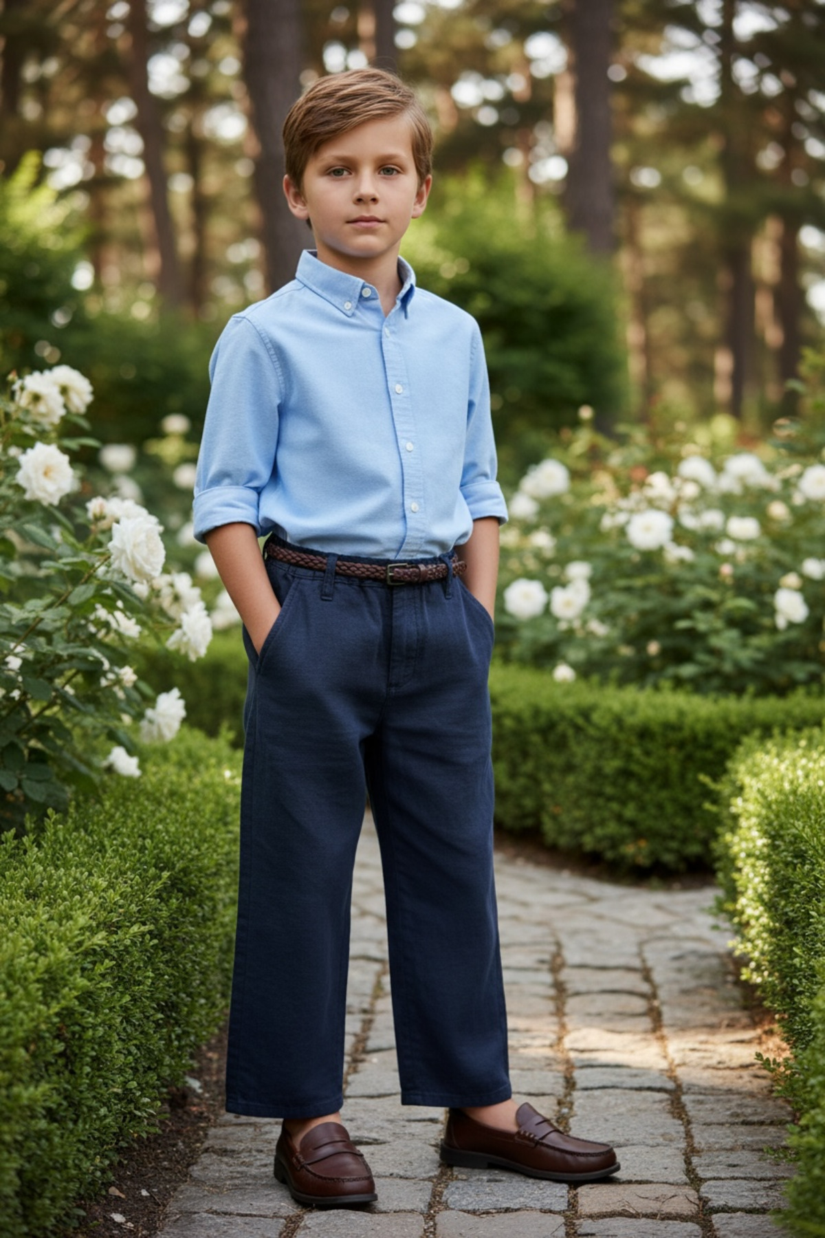 ASL GOLF CLUB Boys' Linen Trousers Cotton Summer Casual Comfortable