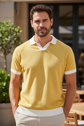 Mandala Tekstil İki Renkli Polo Yaka Yazlık Erkek Triko Tshirt