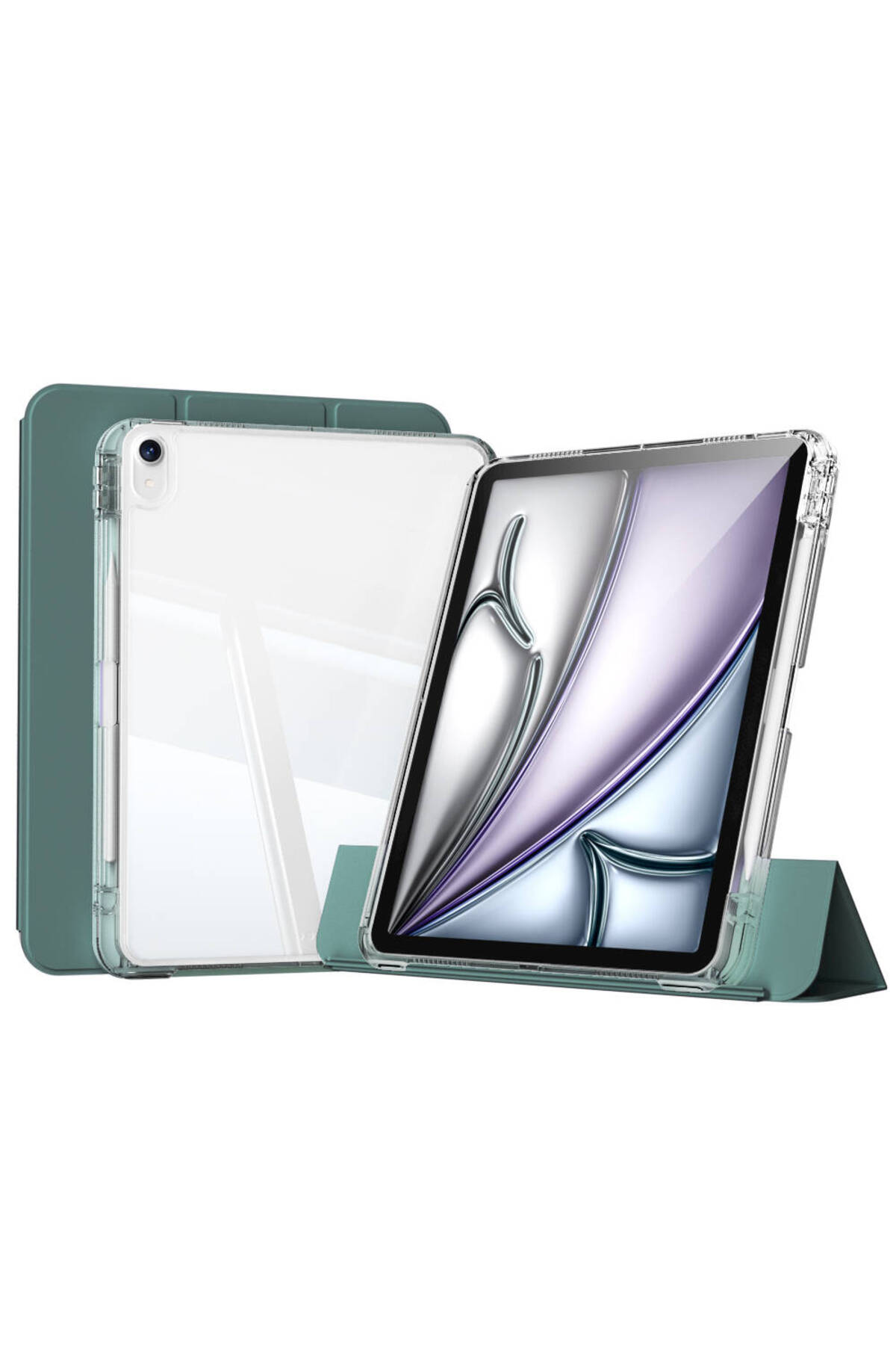iPad Air 13 2025 M3 Kılıf Magnetik Ayrılabilen Airbagli TGCO Sliding Tablet Kılıfı - Koyu Yeşil