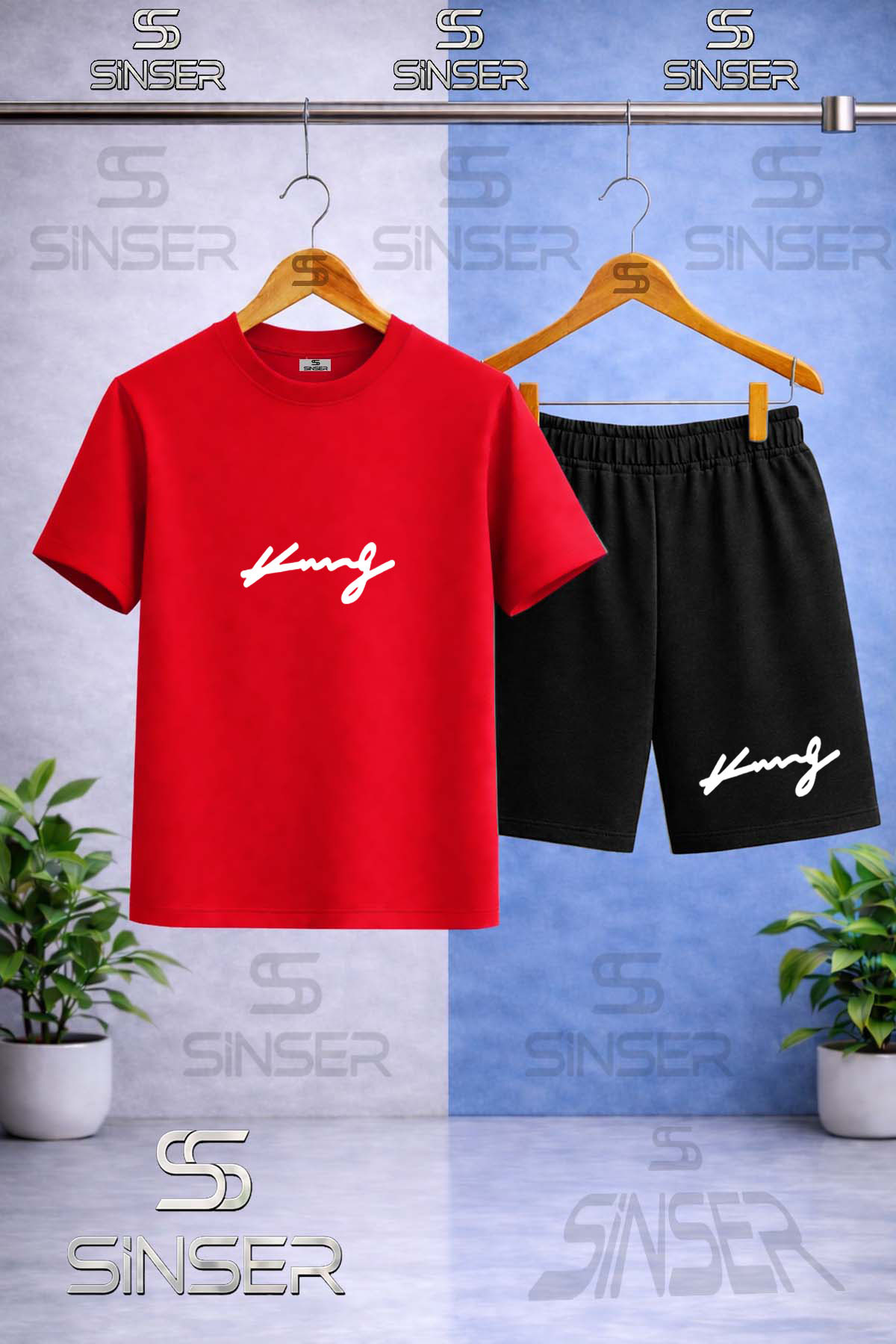 Kids King signature WHITE Printed Crew Neck T-Shirt - Shorts Set