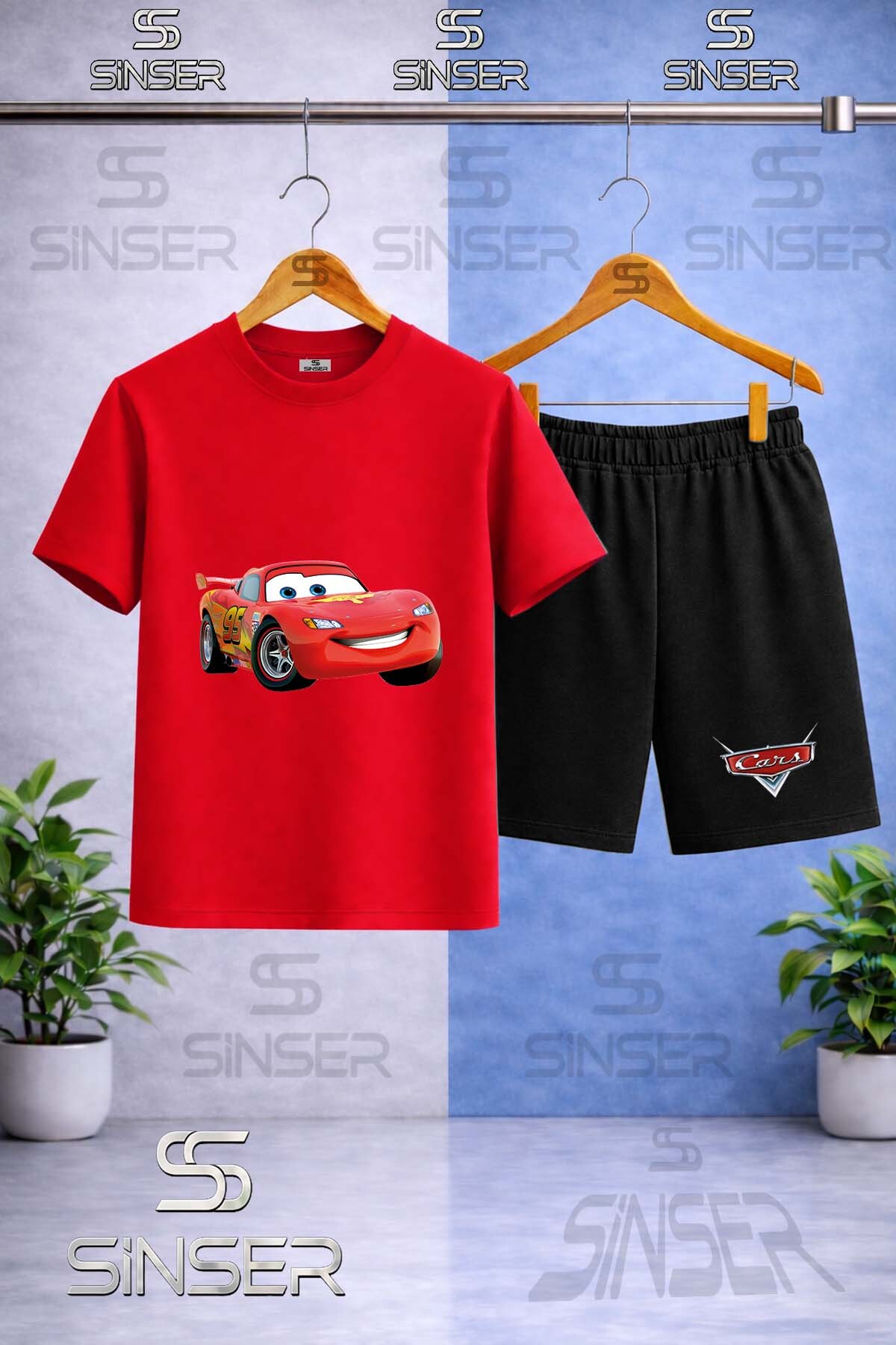 Kids Simsek MACUIN PLAIN Printed Crew Neck T-Shirt-Shorts Set