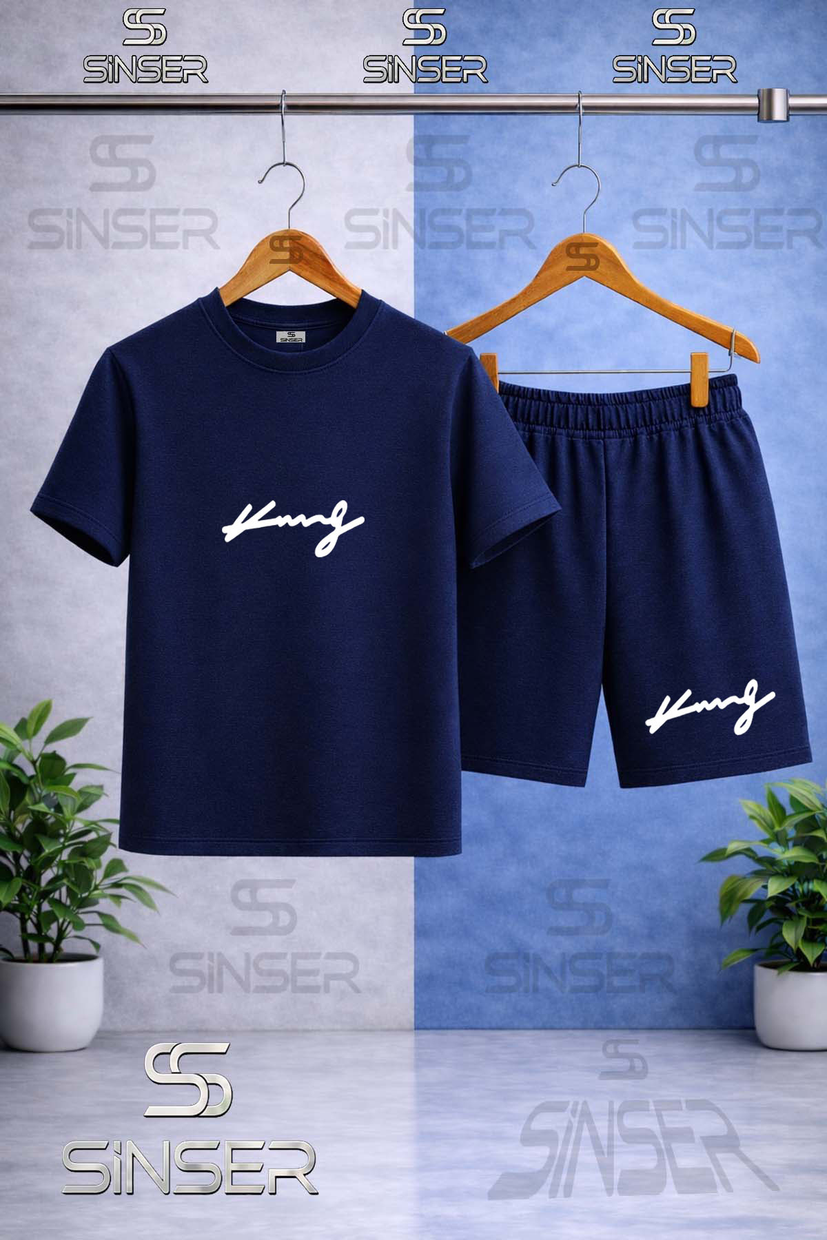 Kids King signature WHITE Printed Crew Neck T-Shirt - Shorts Set
