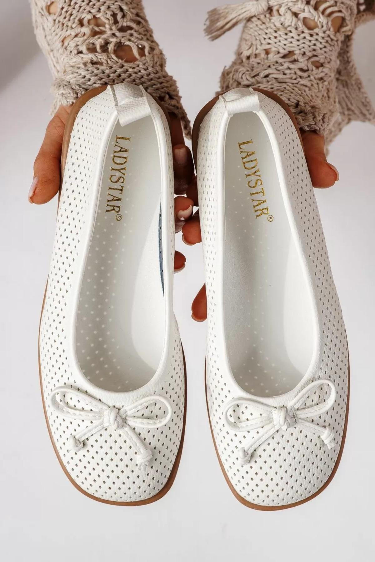 Zaira Women's white ballerinas made of eco-leather Brielle #24888