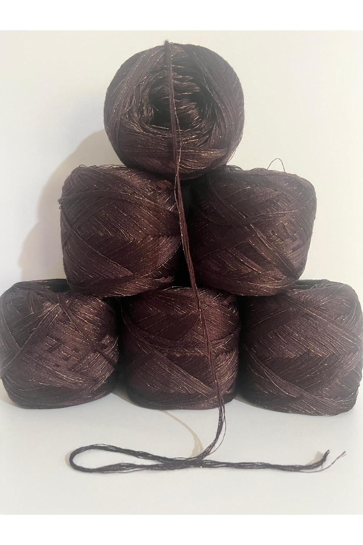 Viscose Silk Knitting Yarn (Dark Damson,Coffee,Copper Glitter) 100gr