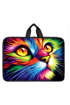 AB KIDS Rengarenk Kedi Desenli Proje Çantası Evrak Çantası Büyük Boy Proje Te...