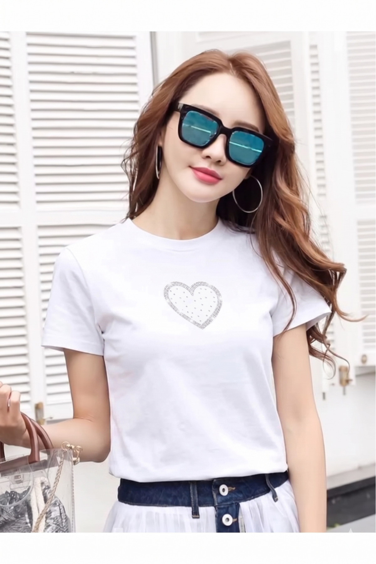 Women's Heart Stone Printed Crew Neck Slimfit T-Shirt Stretchy Lycra 100% Cotton SUMMER