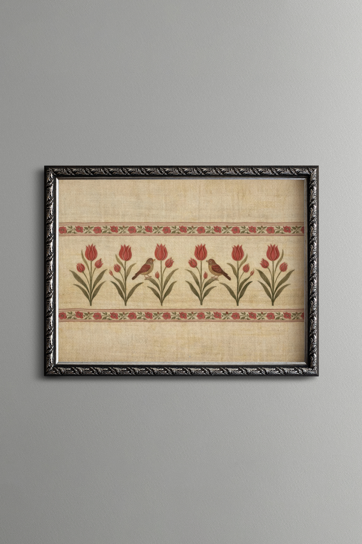 Tulip and Bird Motif - Vintage Patterned Frame - Slim Pattern