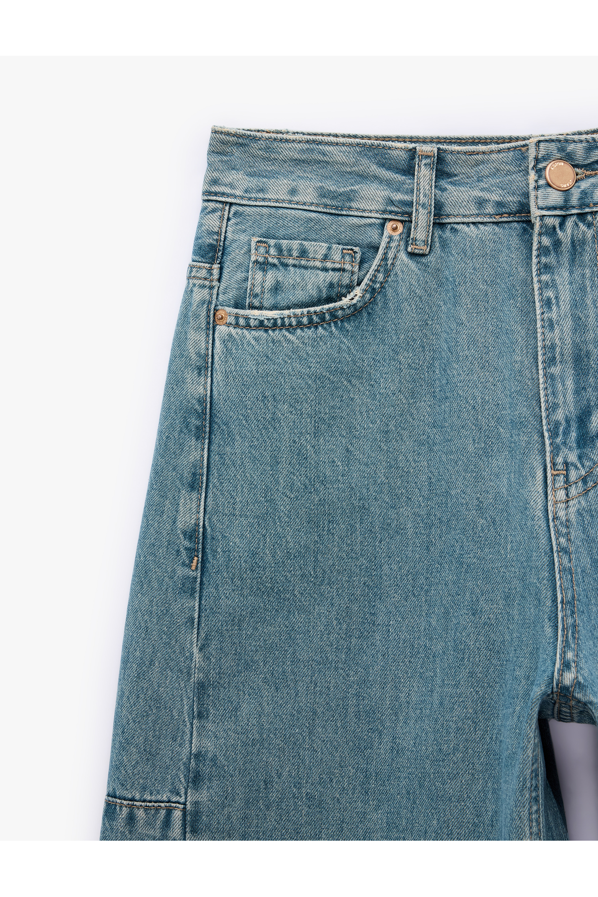 Koton  Pamuklu Düğmeli Cepli Rahat Kalıp Balon Denim Pantolon - Balloon Jeans - Görsel 3