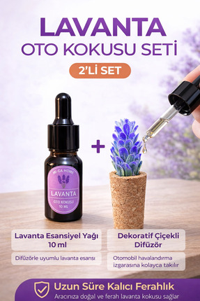 Mi-ÇA HOME Lavanta Araç Kokusu Seti 2’li – Esansiyel Yağ 10 ML + Oto Difüzör ...