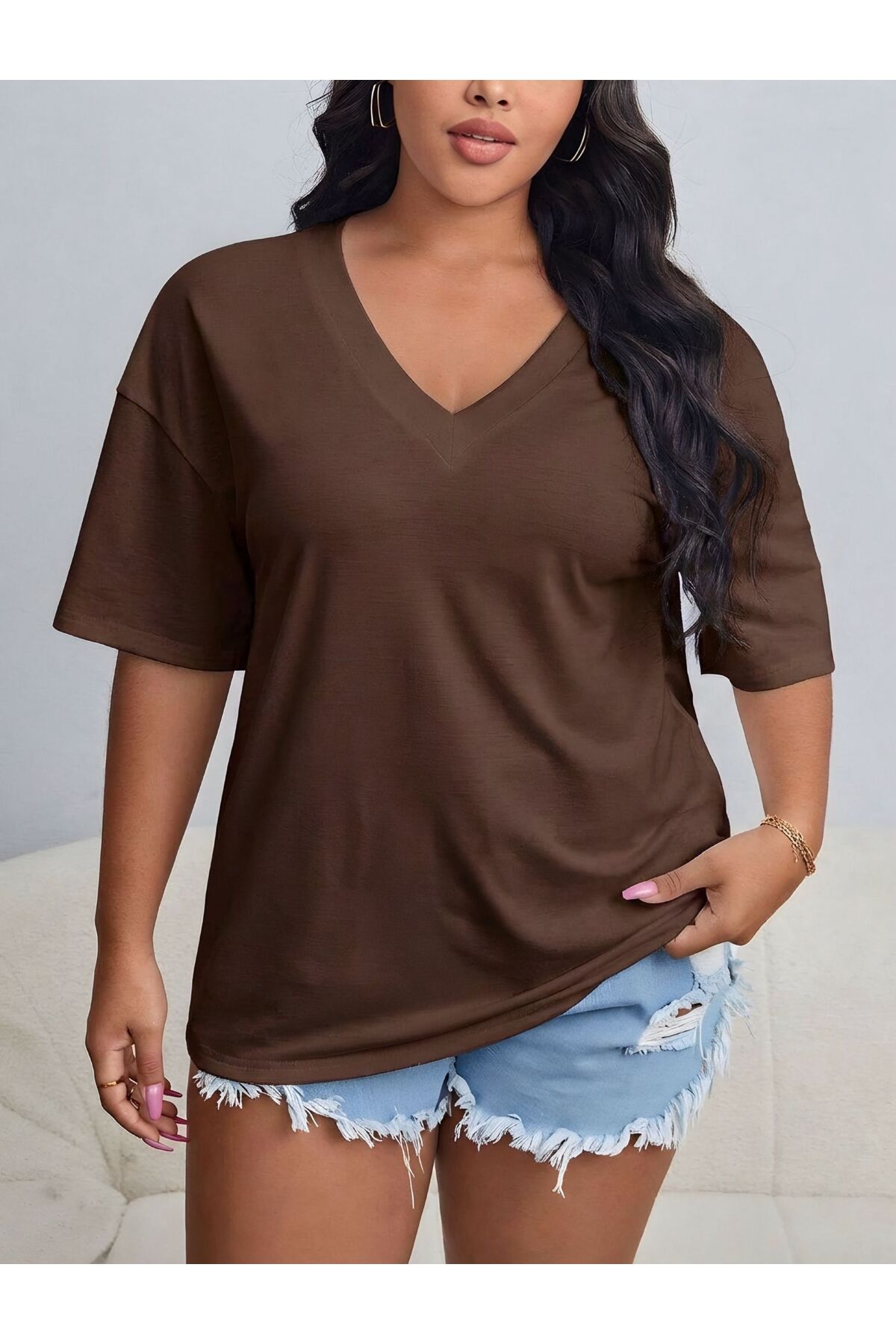 V-NECK OVERSİZE TEE 4VQ1