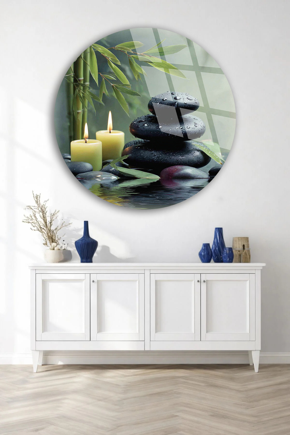 TAULART Unbreakable Glass Table, Modern Wall Decoration Zen Stone