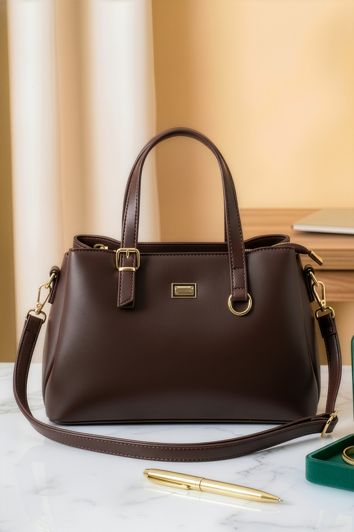 Women's 3 Section Lined Zipper Closure Hand Sleeve And Shoulder Bag (27x15 CM)