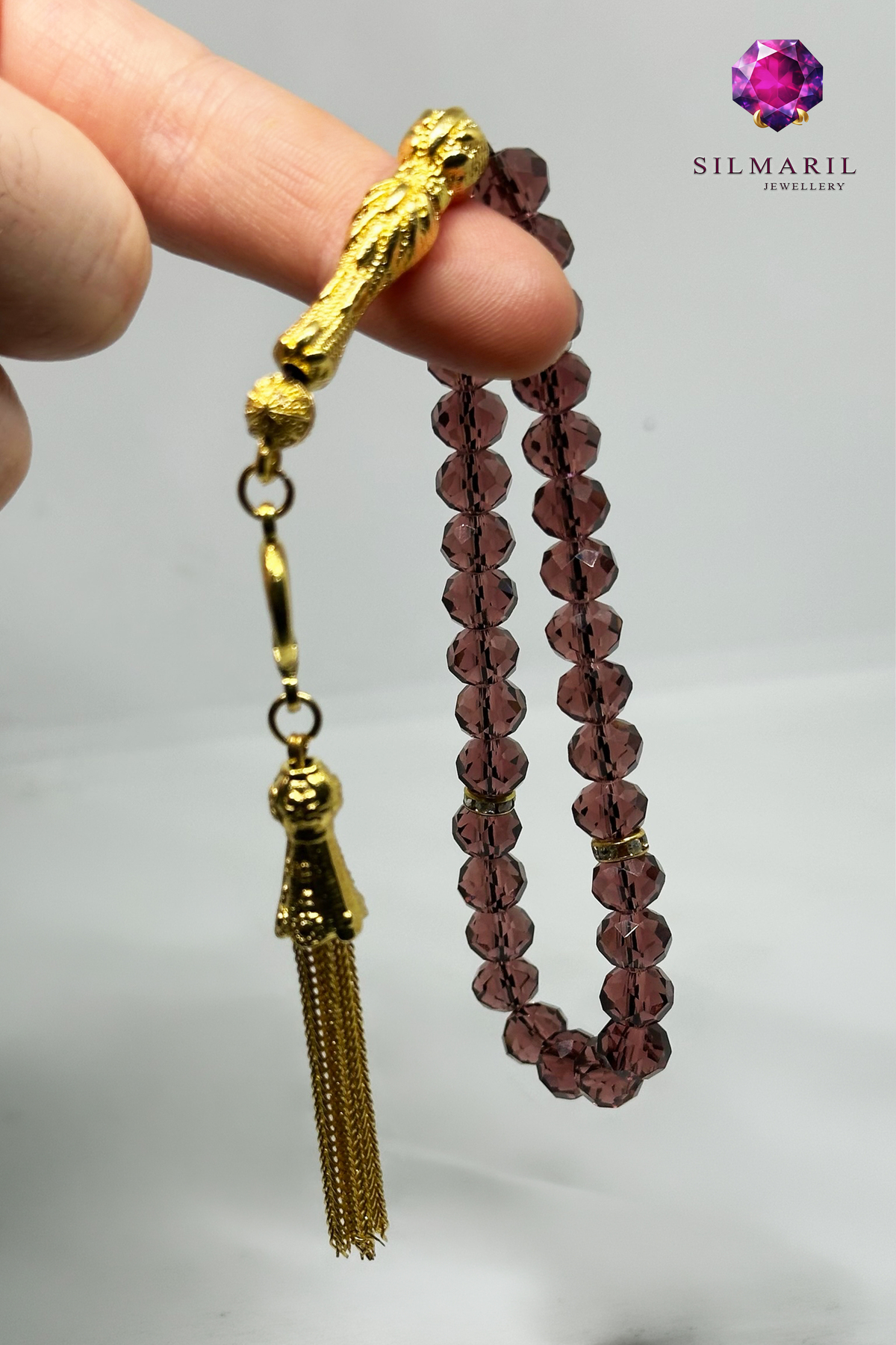 Faset Kesim Zultanit Tespih Renk Değiştiren Sultan Taşı 24 Ayar Altın Görünümlü Sarı Püskül — Silmaril Store (2)