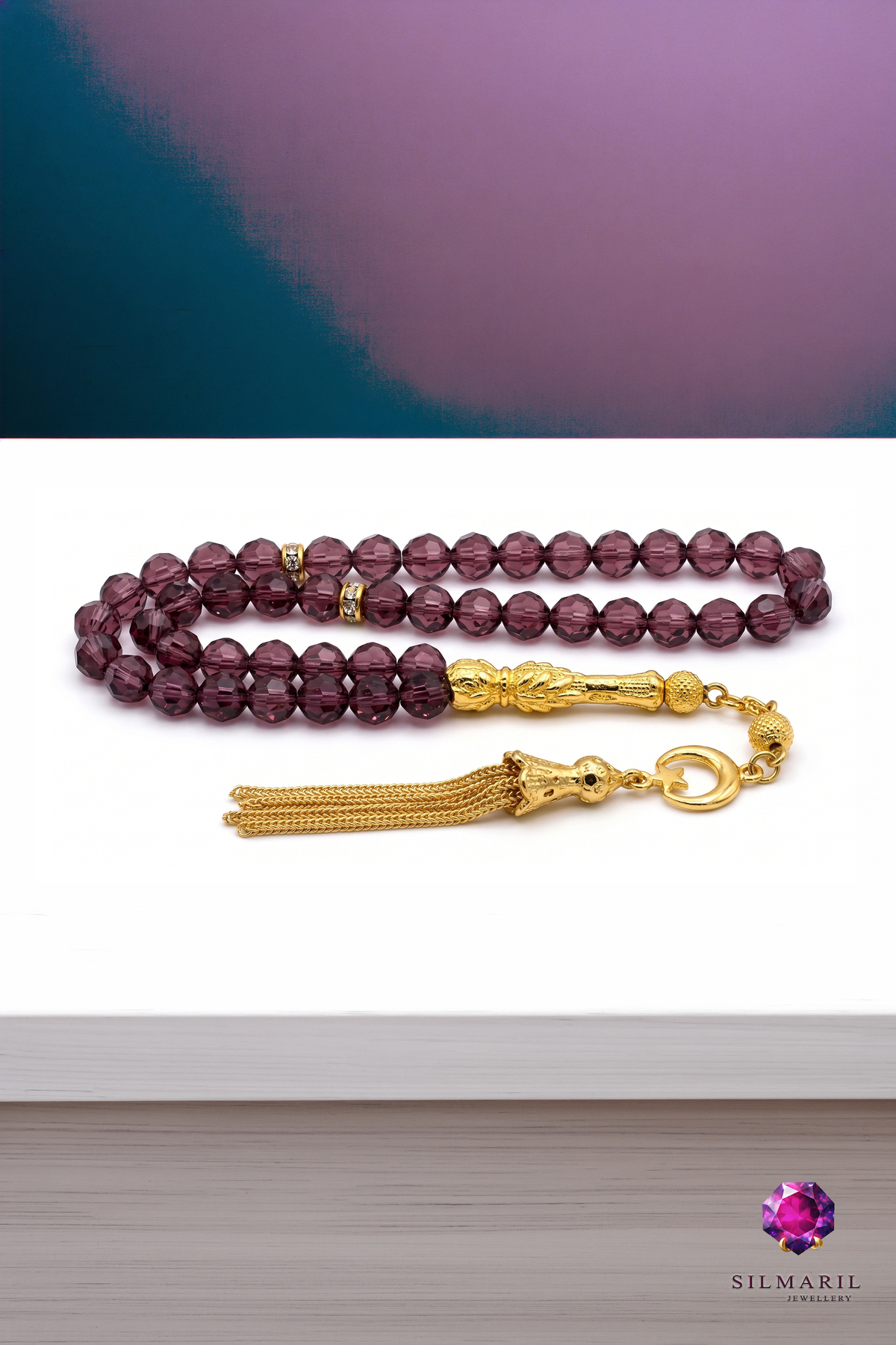 Faset Kesim Zultanit Tespih Renk Değiştiren Sultan Taşı 24 Ayar Altın Görünümlü Sarı Püskül — Silmaril Store