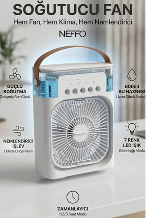 NEFFO 600 ml Su Tanklı Buharlı Serinletici Fan | Taşınabilir Mini Klima Fanı ...