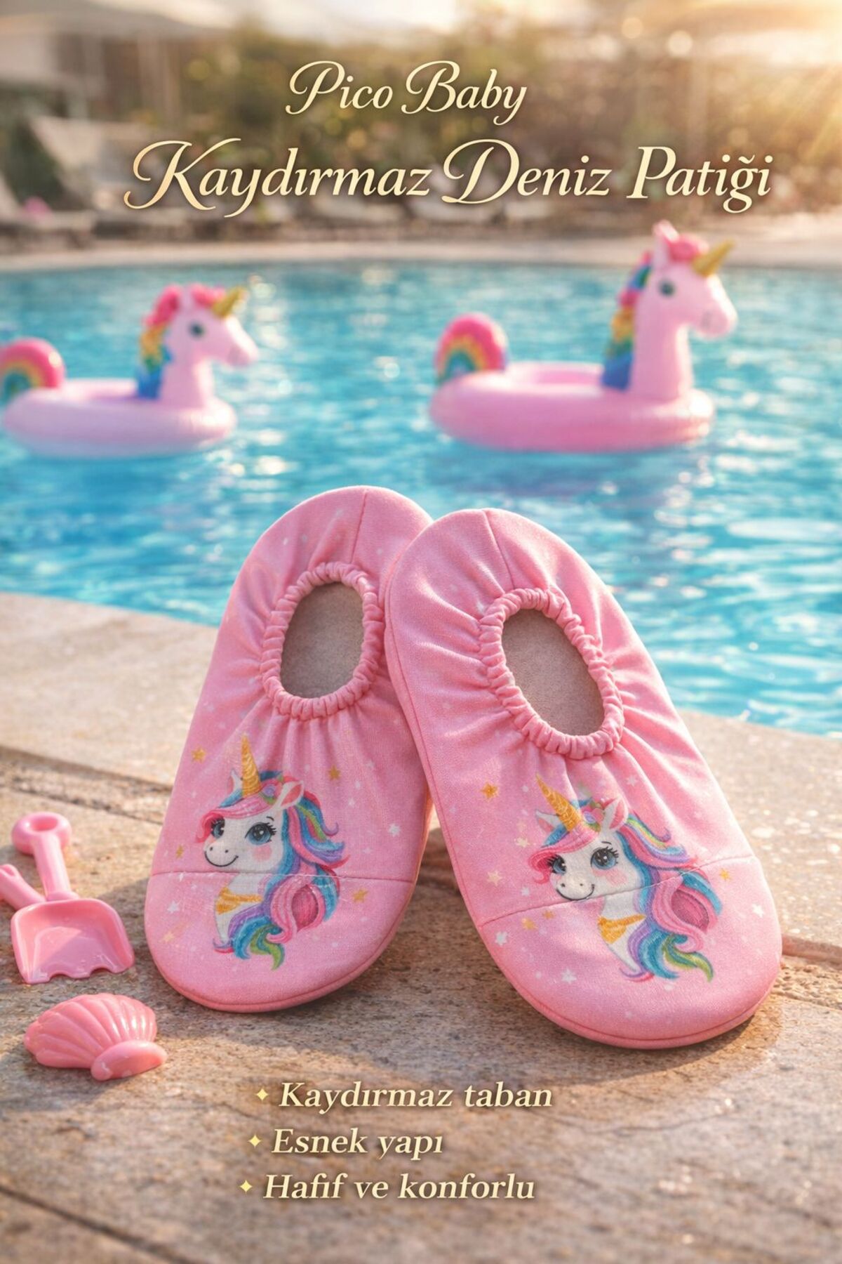 Kaydırmaz Taban / Unisex Bebek Çocuk Deniz Ayakkabısı / Havuz Patiği