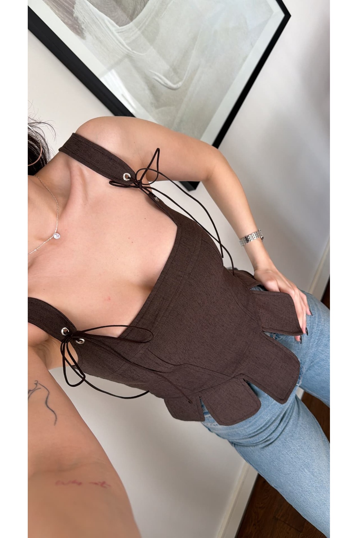 sinemkivanc co  İP DETAYLI KORSE BLUZ - Görsel 2