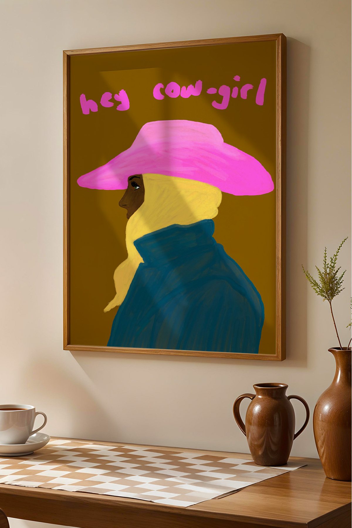 Cowgirl Tablo Western Kadın Poster Modern Duvar Dekoru Çerçevesiz