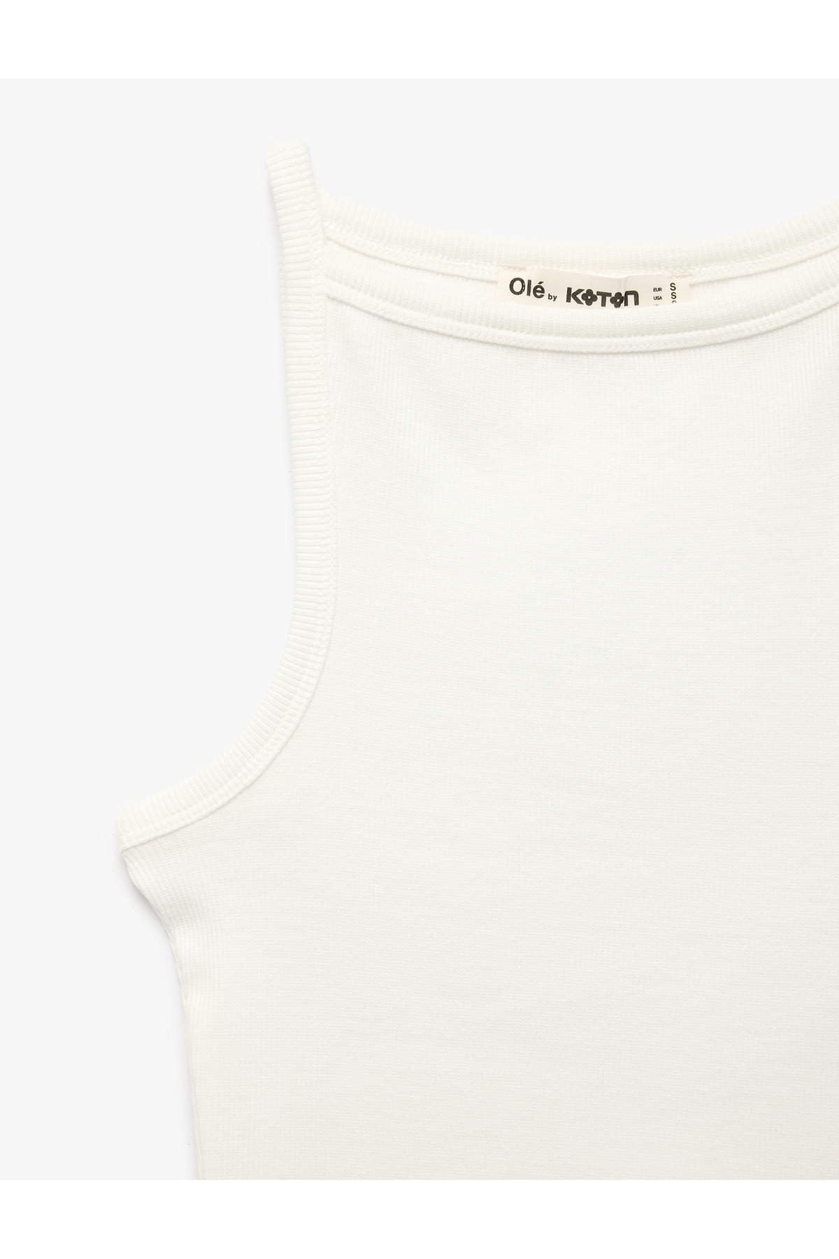 Koton Slim Fit Pamuklu Kolsuz Kayık Yaka Bluz görsel 3