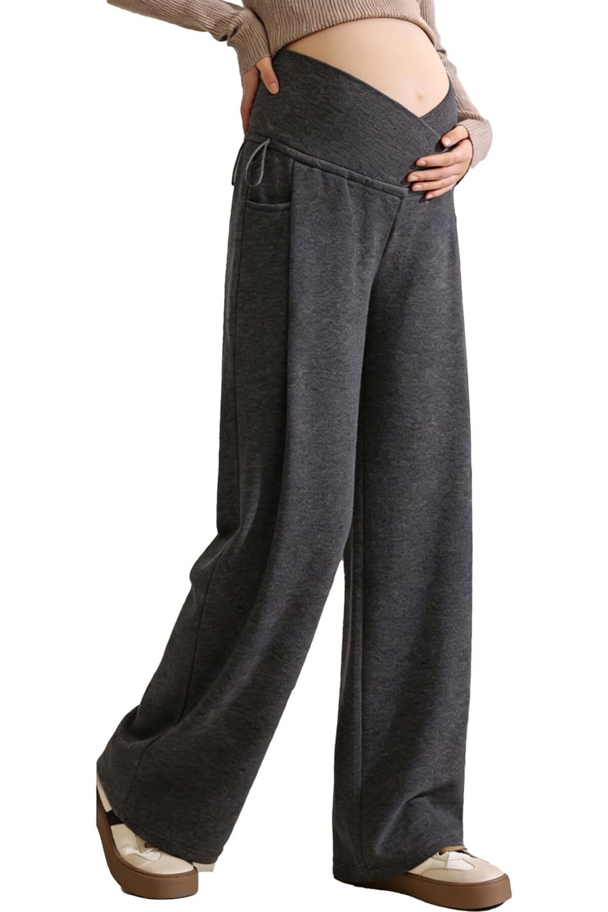 casme Women's Gentle Maternity Slacks Flowy Wide Leg Pants- Trendyol