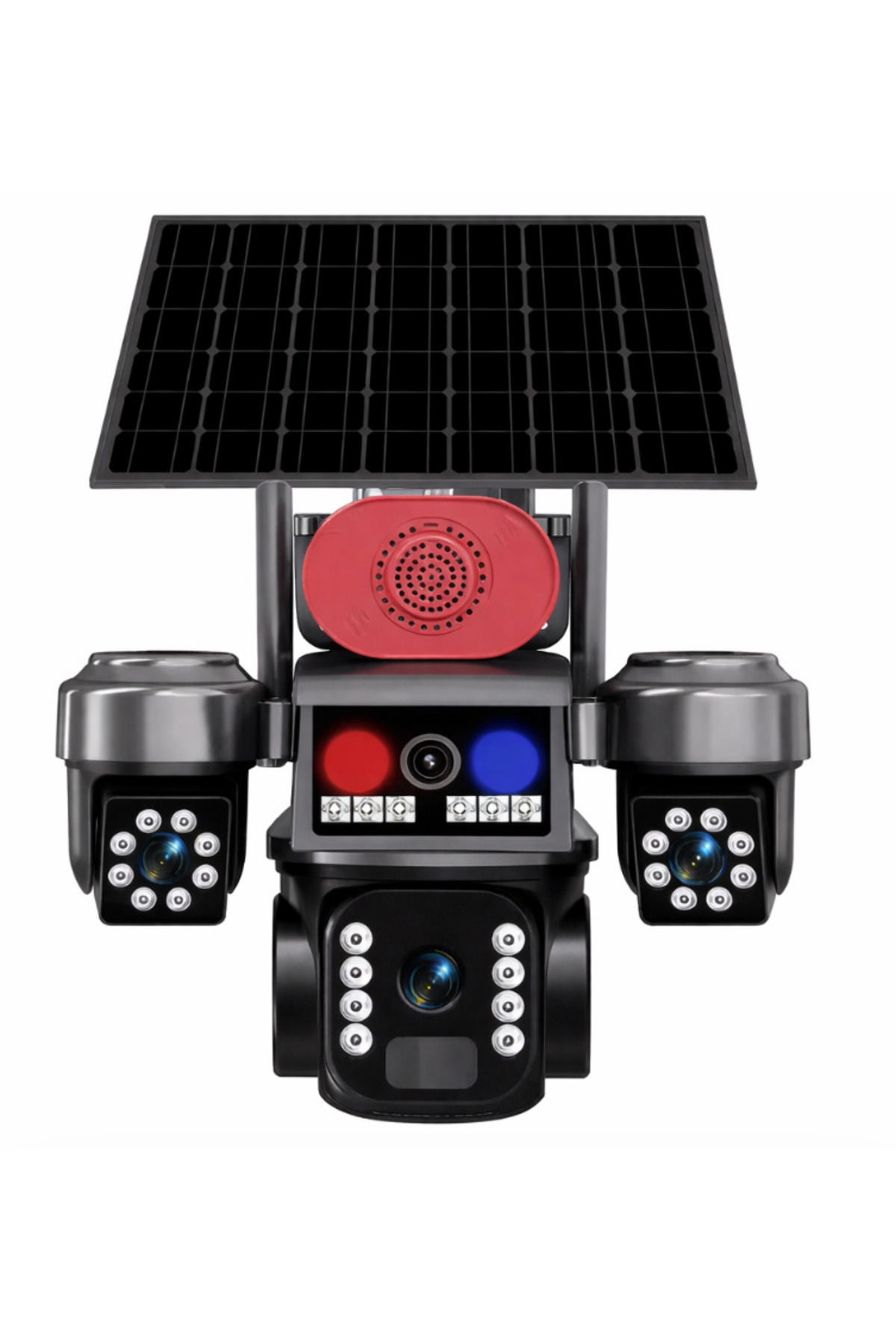 Rotating Security Camera Rounding OEM 4G Surveillance Camera with 3 Rotating 8K UHD Cameras and Solar ...