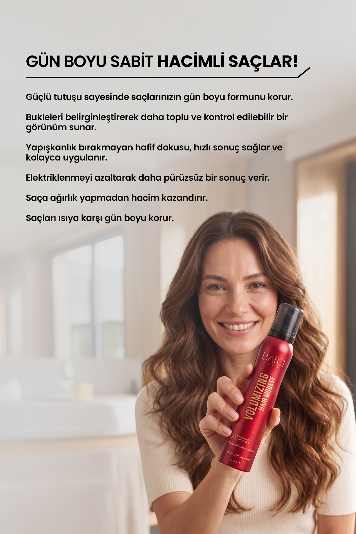 Sert Tutuşlu Hacim ve Bukle Belirginleştirici Saç Köpüğü — 8684808759630 — تصویر 2 از 3