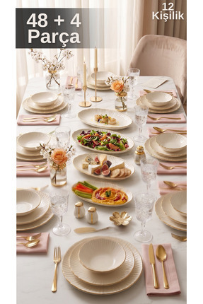 qtahya homes queen of kütahya Timeless Elegance Yemek Takımı 52 Parça Gerçek ...