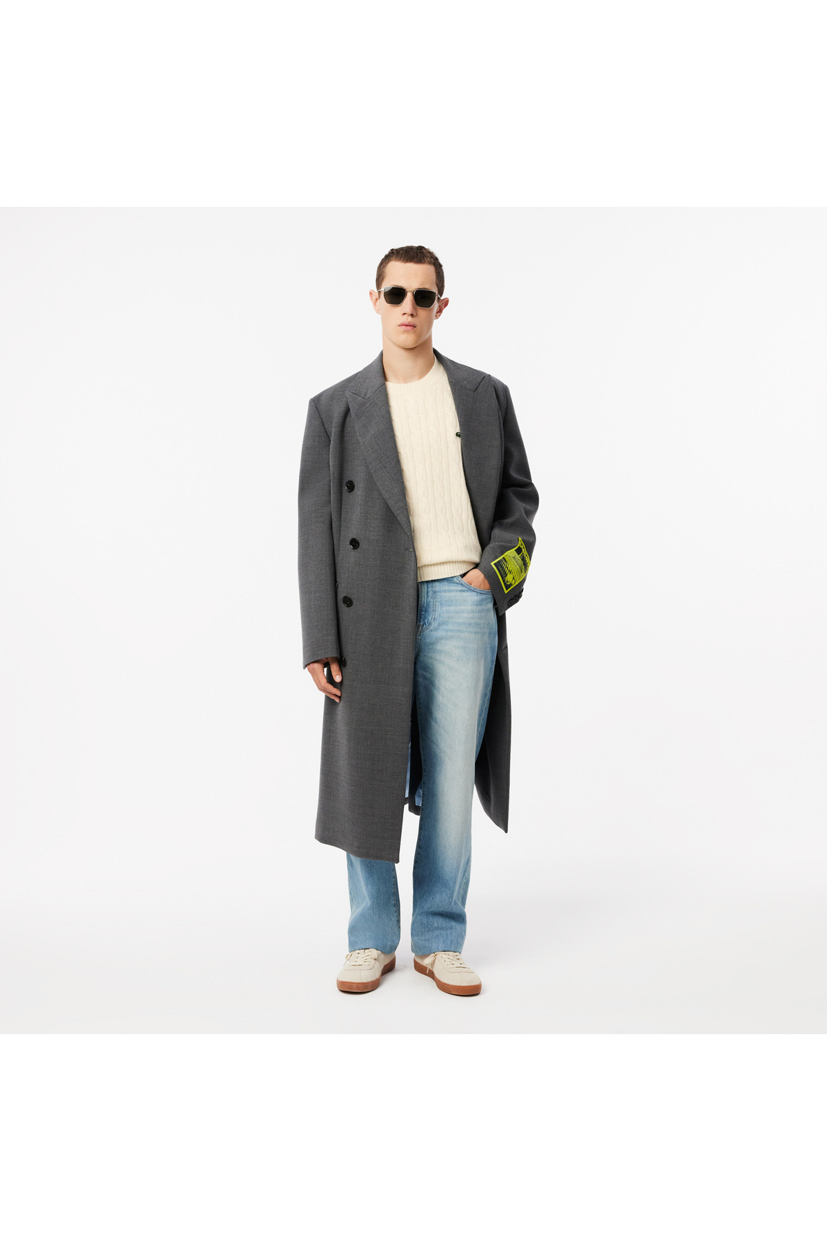 Erkek Classic Fit Bisiklet Yaka Desenli Krem Yün Kazak — کرم AH2924 — تصویر 5 از 6