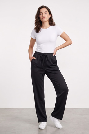 GENIUS STORE Kadın Pantolon Beli Lastikli Cepli Rahat Kalıp Kadın Spor Pantolon