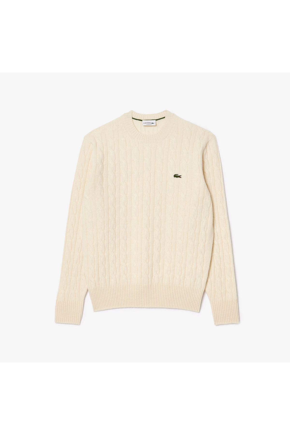 Erkek Classic Fit Bisiklet Yaka Desenli Krem Yün Kazak — کرم AH2924 — تصویر 4 از 6