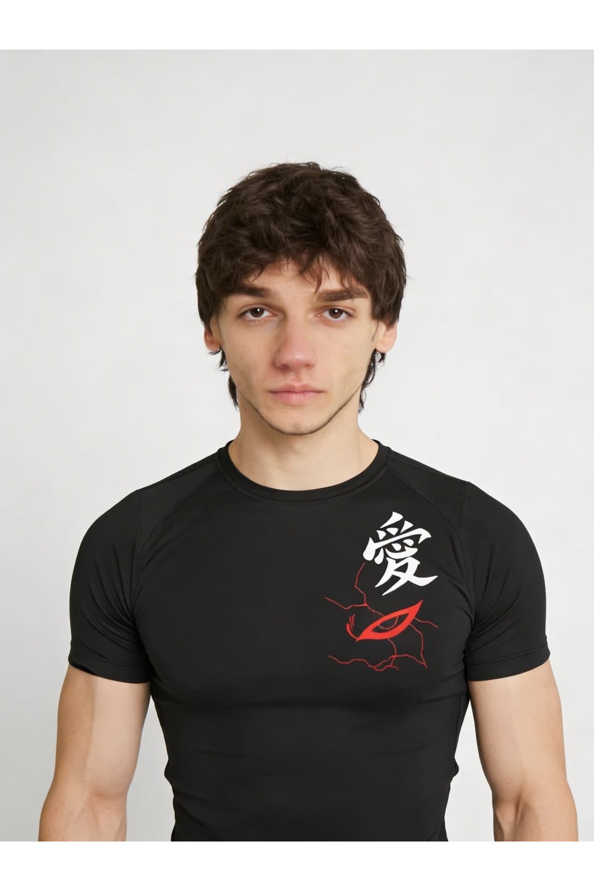 Yokedwear Gaara Compression Dar / Slim Bisiklet Yaka Tişört siyah Unisex Genç