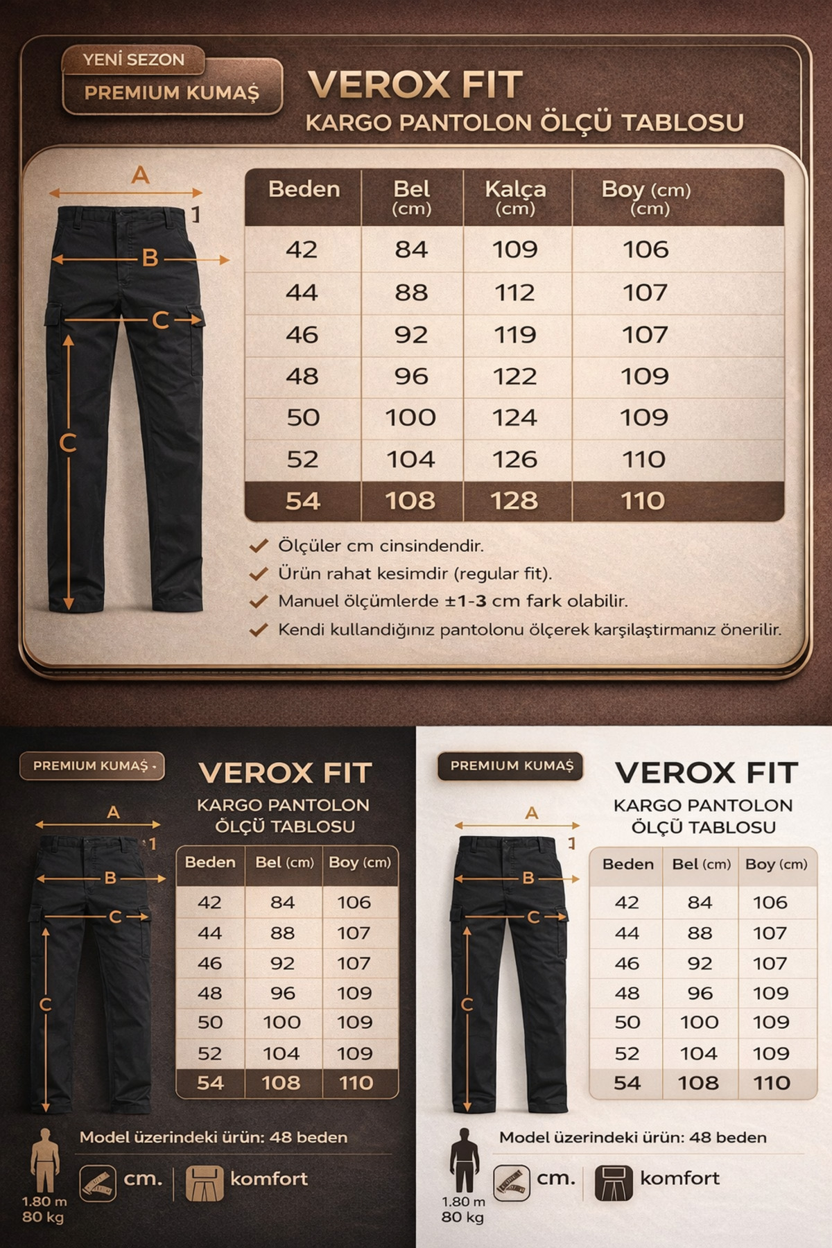 Verox Fit Erkek Kargo Cepli Rahat Kesim Pantolon — مشکی VXF-KRG-01 — تصویر 4 از 5