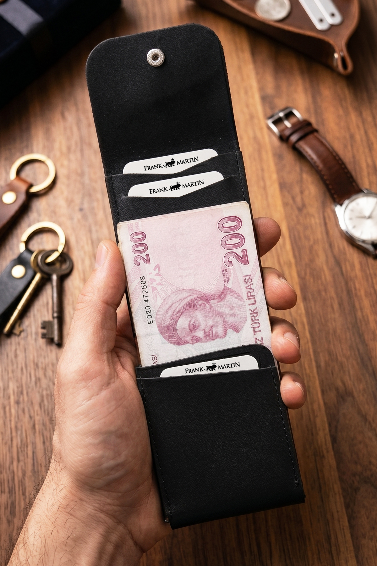 Frank Martin Minimalist Katlamalı Para Bölmeli Kartlıklı Viral Cüzdan görsel 6
