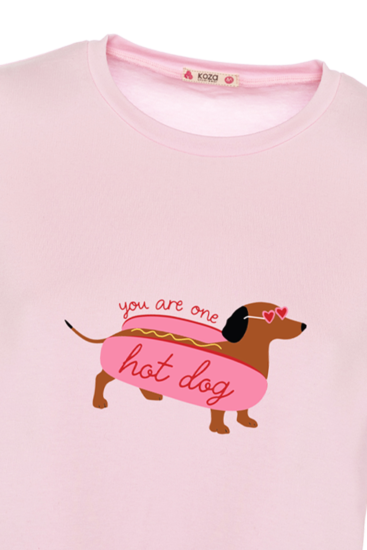 koza iç giyim Kadın Pamuklu Renkli Köpek Baskılı Örme Pijama Takımı görsel 5