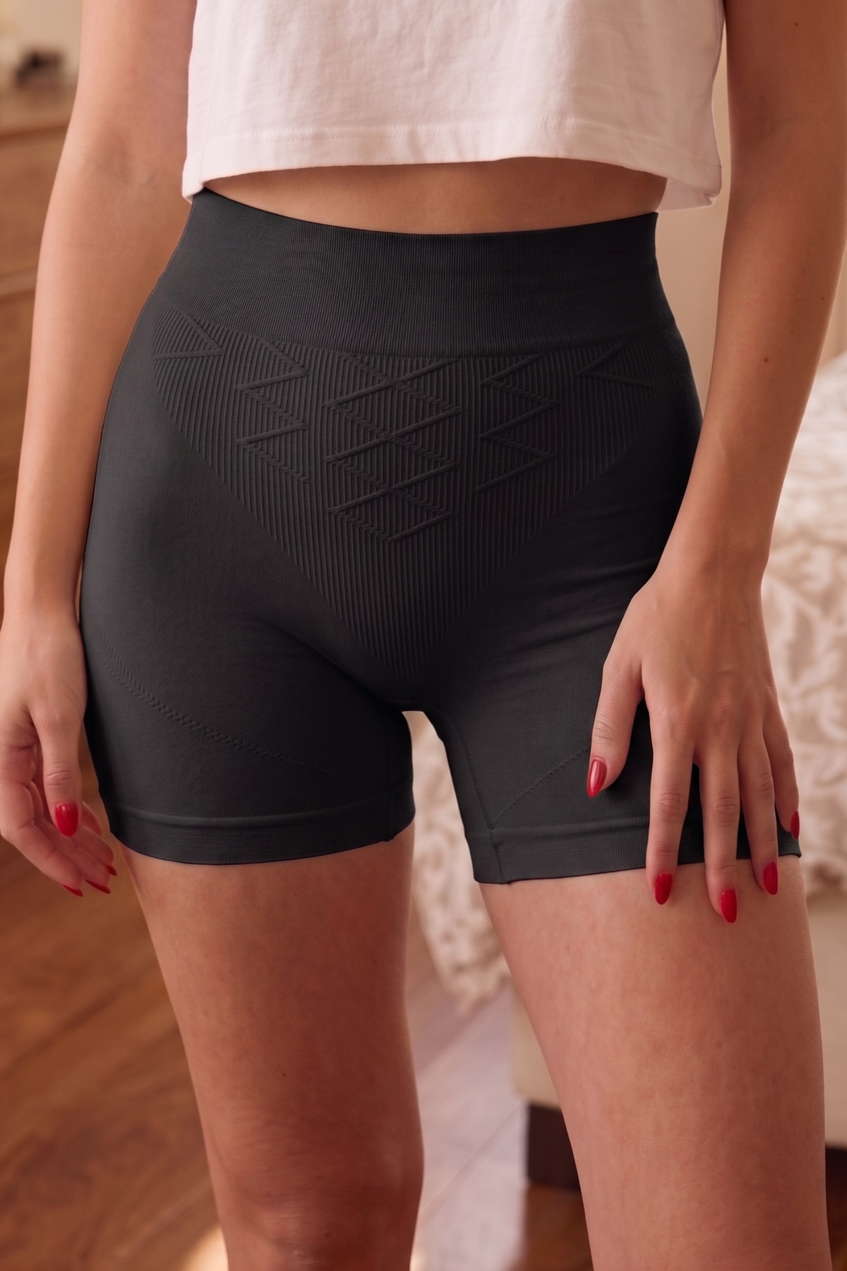 Black Double Layered Hip Shaper Short Legged Corset