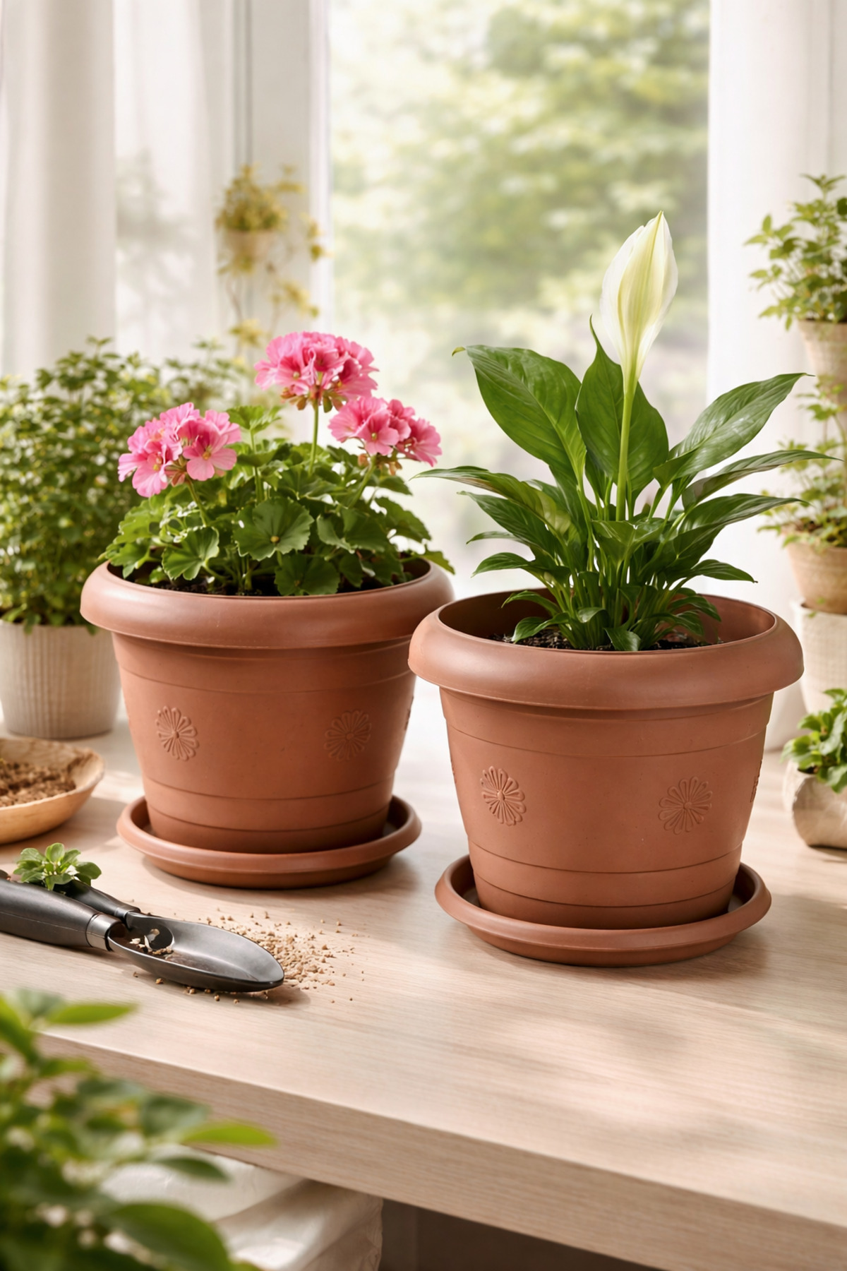 2-Piece Terracotta Saucer Pot 2.5Lt 20x17cm Flower Pot AH207