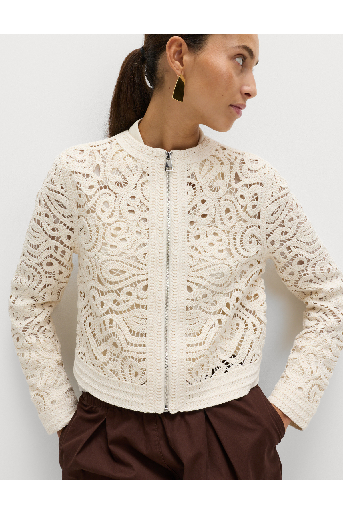 Marks & Spencer  Pamuklu Örgü Detaylı Ceket - Görsel 3