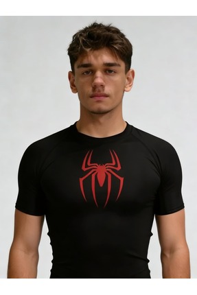Yokedwear Örümcek Compression Dar / Slim Tişört siyah Unisex Genç
