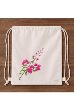 hodie collection Hodie Begonvil Baskılı Büzgülü Sırt Çantası 40x45 cm 180 gr ...