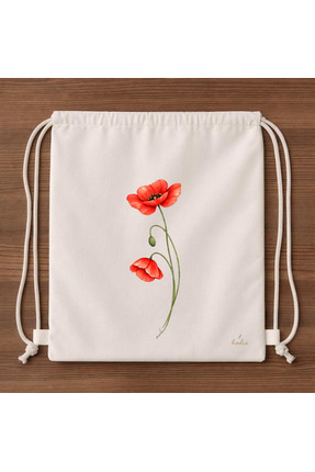 hodie collection Hodie Gelincik Baskılı Büzgülü Sırt Çantası 40x45 cm 180 gr ...